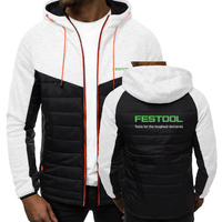 2025 Patchwork Hooded Jacket Spring And Autumn Simple Slim Coat Men's Festool Tools Graphics Logo Print Fashion Zipper Hoodies