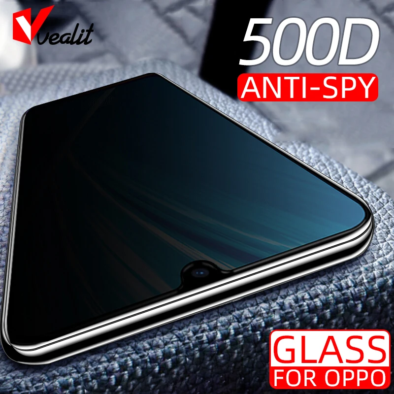 500D Full Privacy Screen Protector for OPPO A9 A5 2020 A91 A92 A93 A73 A72 A53 A52 A32 A12 Reno 5 4 3 2z Anti Spy Tempered Glass