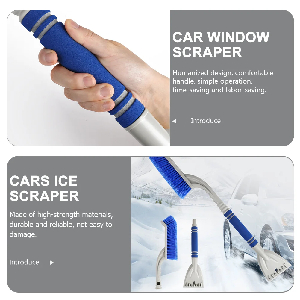 

Heavy Duty Car Snow Remover with Brush Attachments Scraper for Windshield Window Frost Cleaning in Winter Conditions