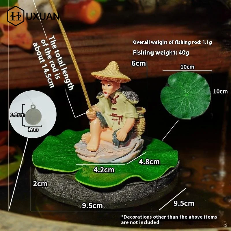 Fishing Ornament For Table Fishing Decorations Dollhouse Accessories Fish Tank Ornaments Fisherman PVC Figurine For Fish Tank