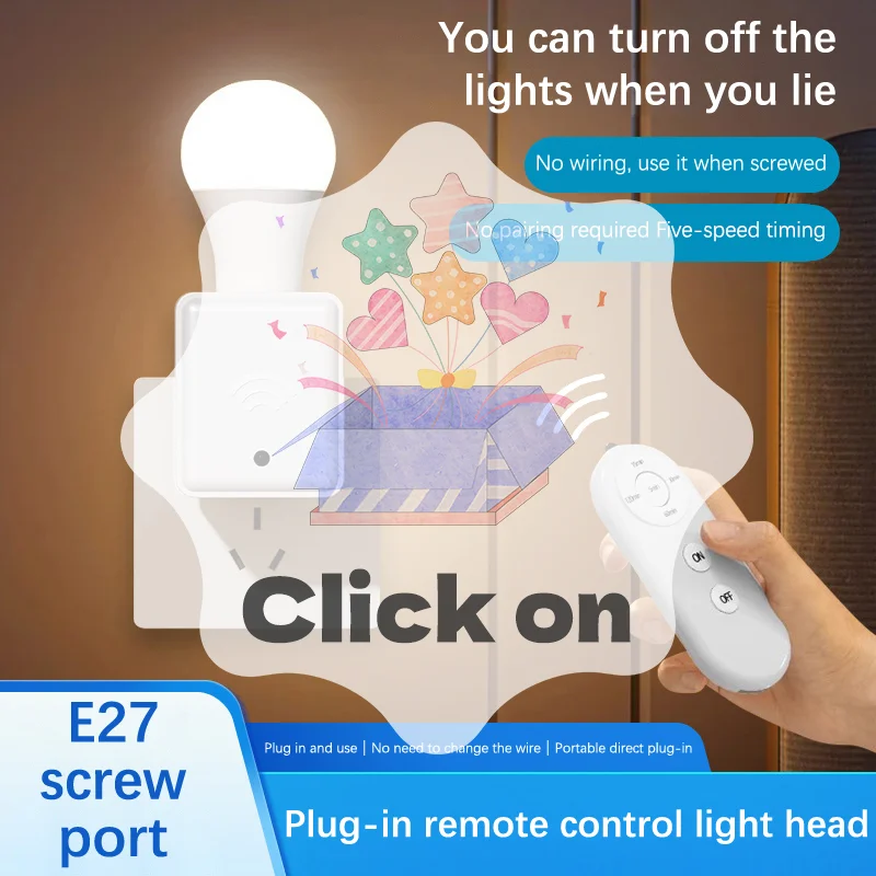 

1pc E27 Remote Control Lamp Head Socket Lamp Base Wireless Smart Remote Control Lamp Holder Cap Intelligent Switch Accessories