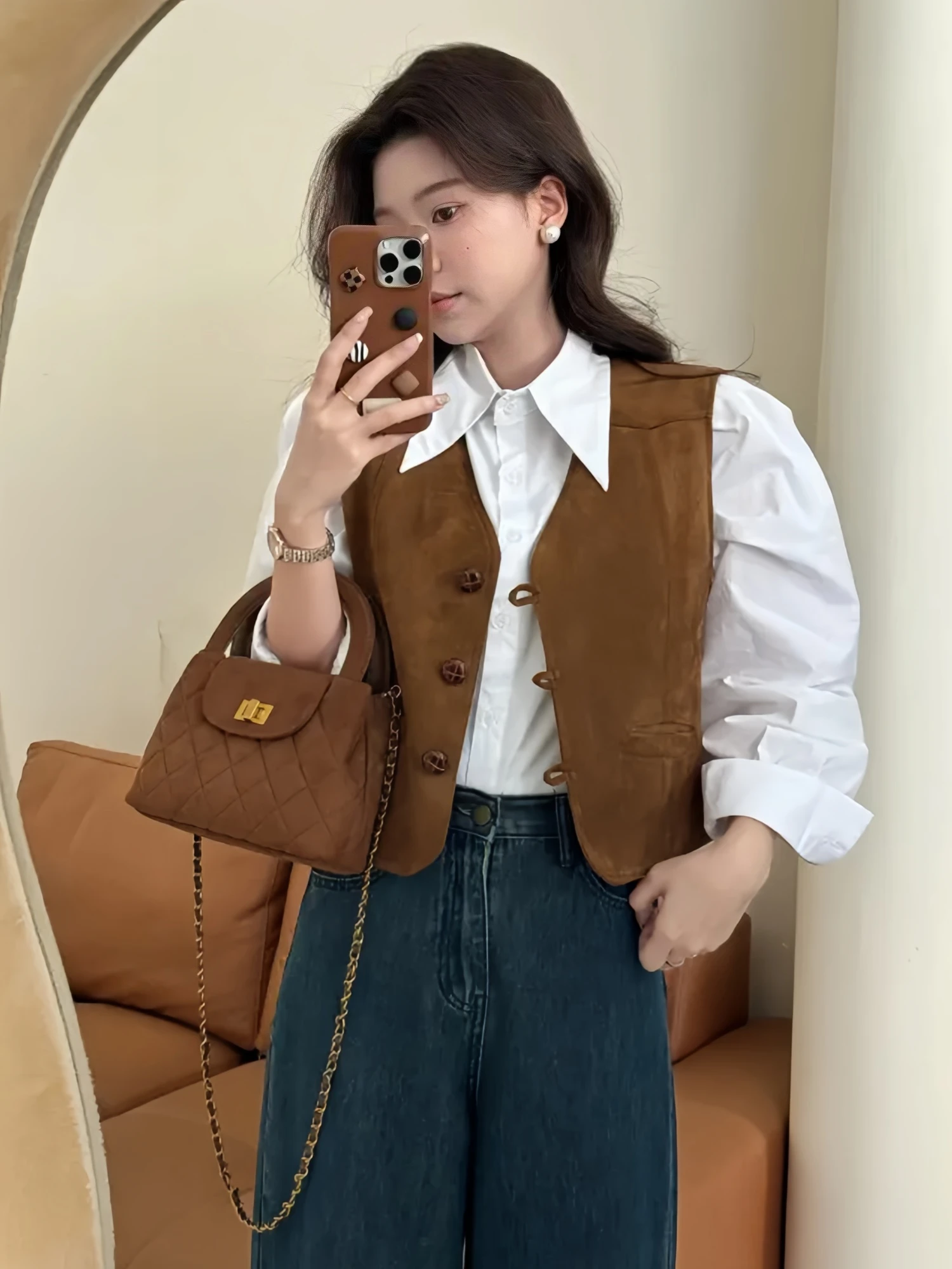 

Unique Design Collar ort Jaet Women's Simple Sle Casual Versatile irt Top Fall 2026 New Arrival Commute Sle