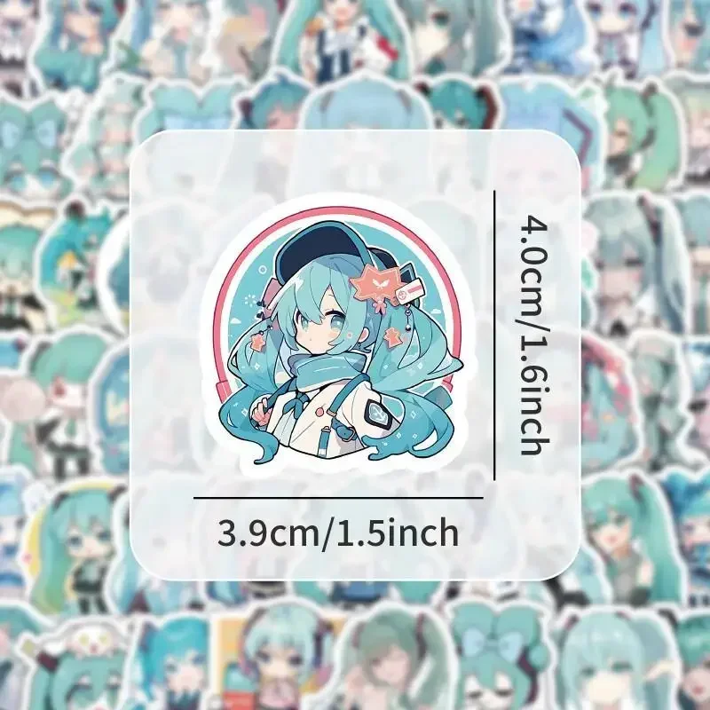 

Miku 2D Exquisite Stickers 100 Pcs Hatsune Peripheral Mobile Phone Notebook Personalized Decoration Material Stickers Kids Gifts