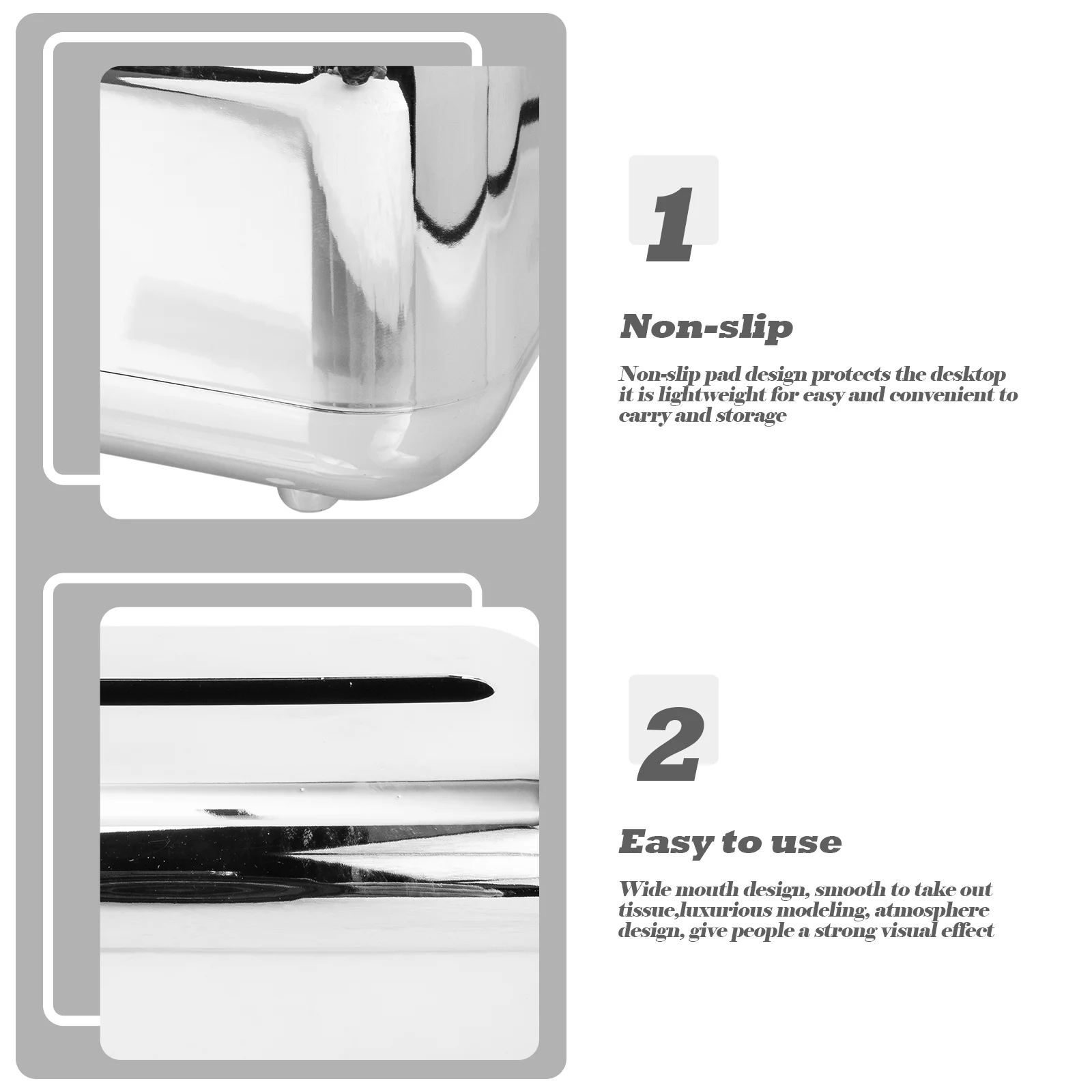 صندوق مناديل ABS حامل أنيق، صندوق تخزين مزخرف خفيف الوزن للمنزل والمكتب وغرفة النوم وغرفة النوم #3