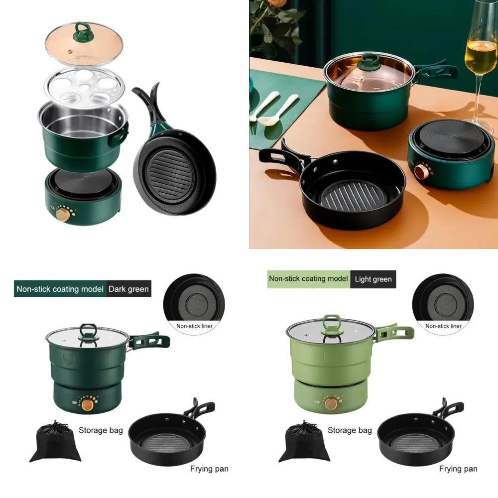 

Convenient and compact Portable Mini Travel Rice Cooker with Split Frying Pan, Stew Soup Pot, Boiler, Cooking Skillet, and Food