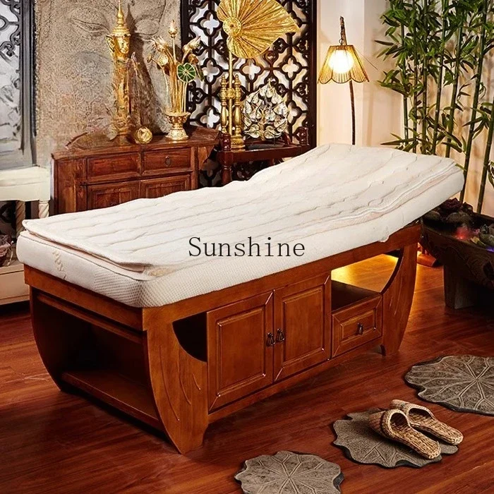 Beauty salon special latex cotton solid wood folding massage treatment bed  FT