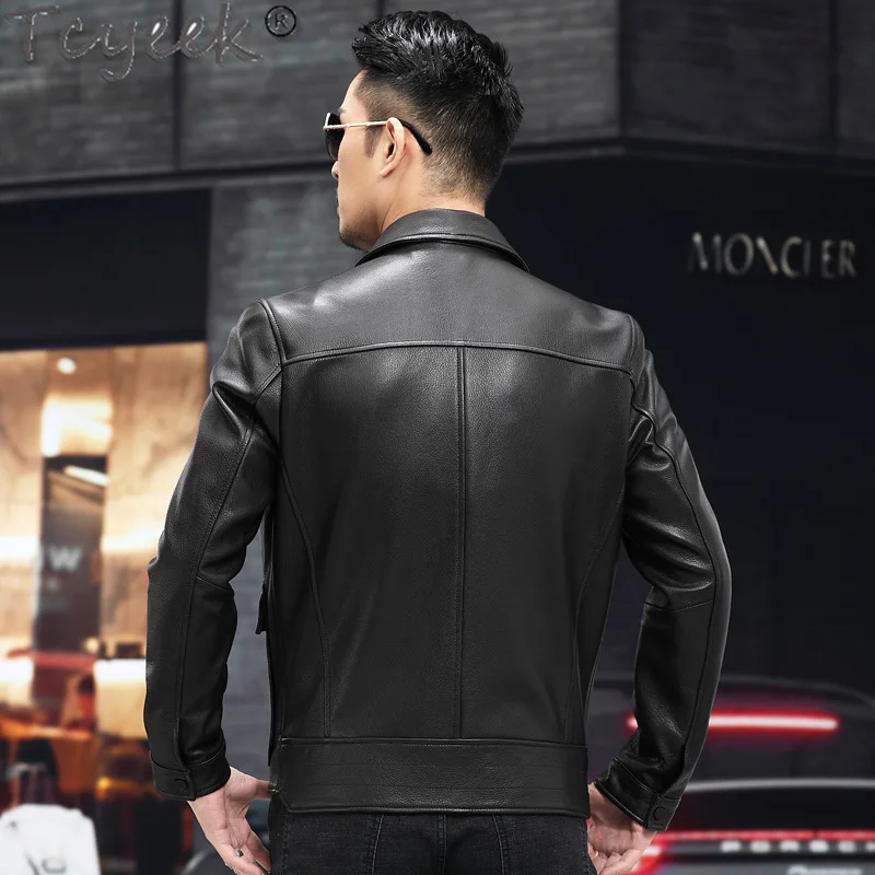 Tcyeek Genuine Leather Man Jackets Spring Autumn Clothes 2025 Top Layer Goatskin Coat Business Casual Coats Jaqueta De Couro