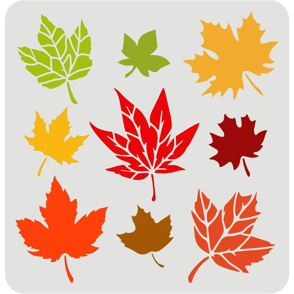 Maple Leaves Stencils 11.8x11.8inch Autumn Leaves Stencil Plastic Leaf Pattern Stencil Reusable Fall Leaf Stencils for Painting