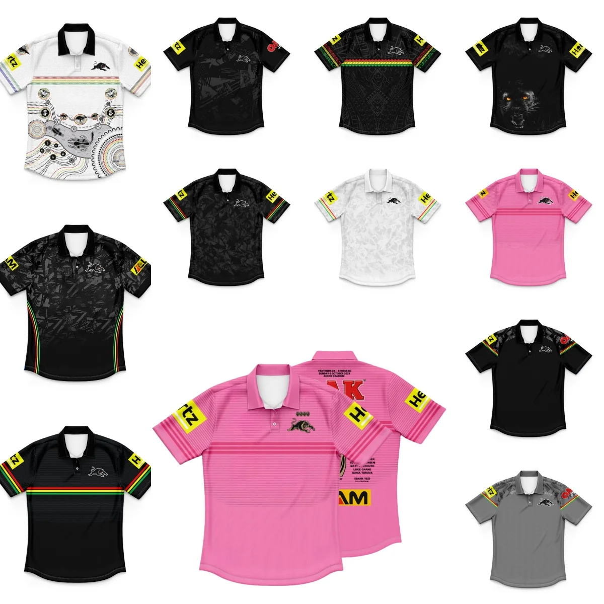 Rugby 2024 Penrith Panthers - Children's Polo Shirt Home/Away/Training/Preliminaries - High Quality New Children's Polo Shirt