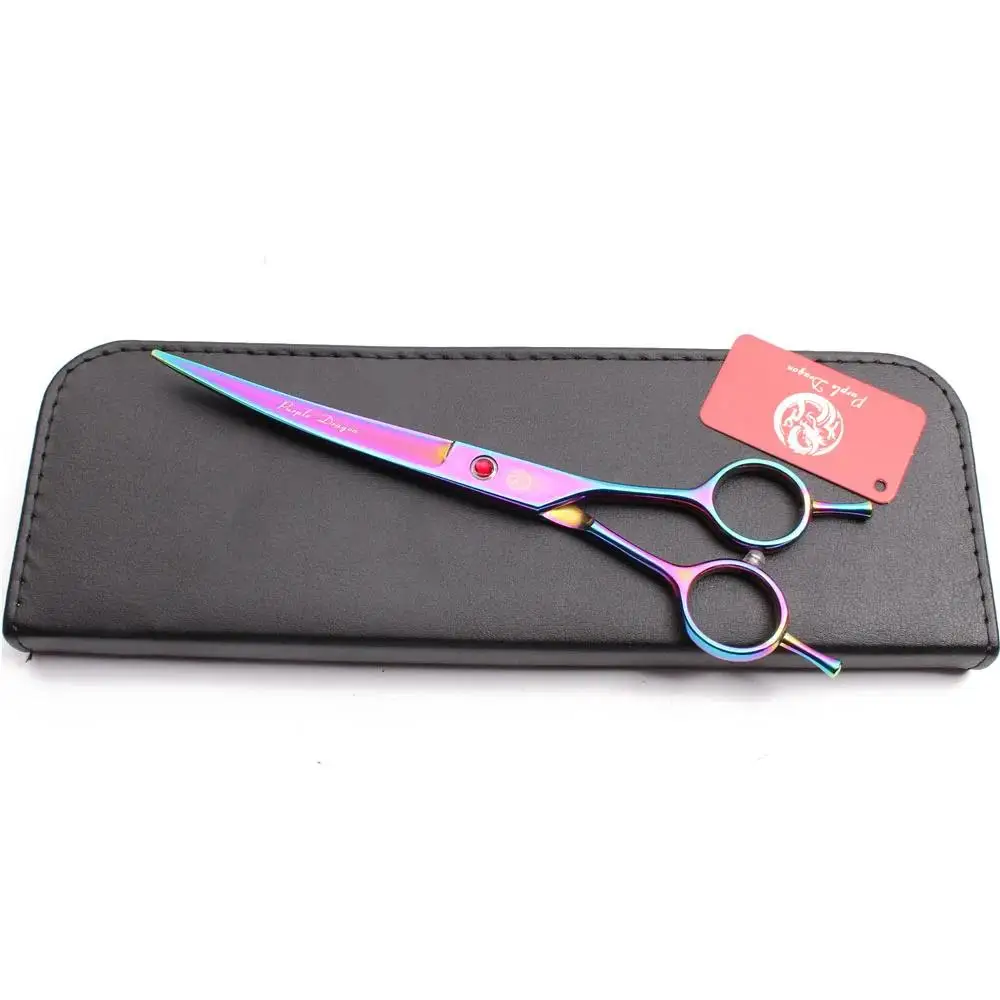 

7" JP Stainless Purple Dragon Grooming Curved Up Scissors Pets Professional Scissors Animal Scissors Dogs Scissors Shears Z4002
