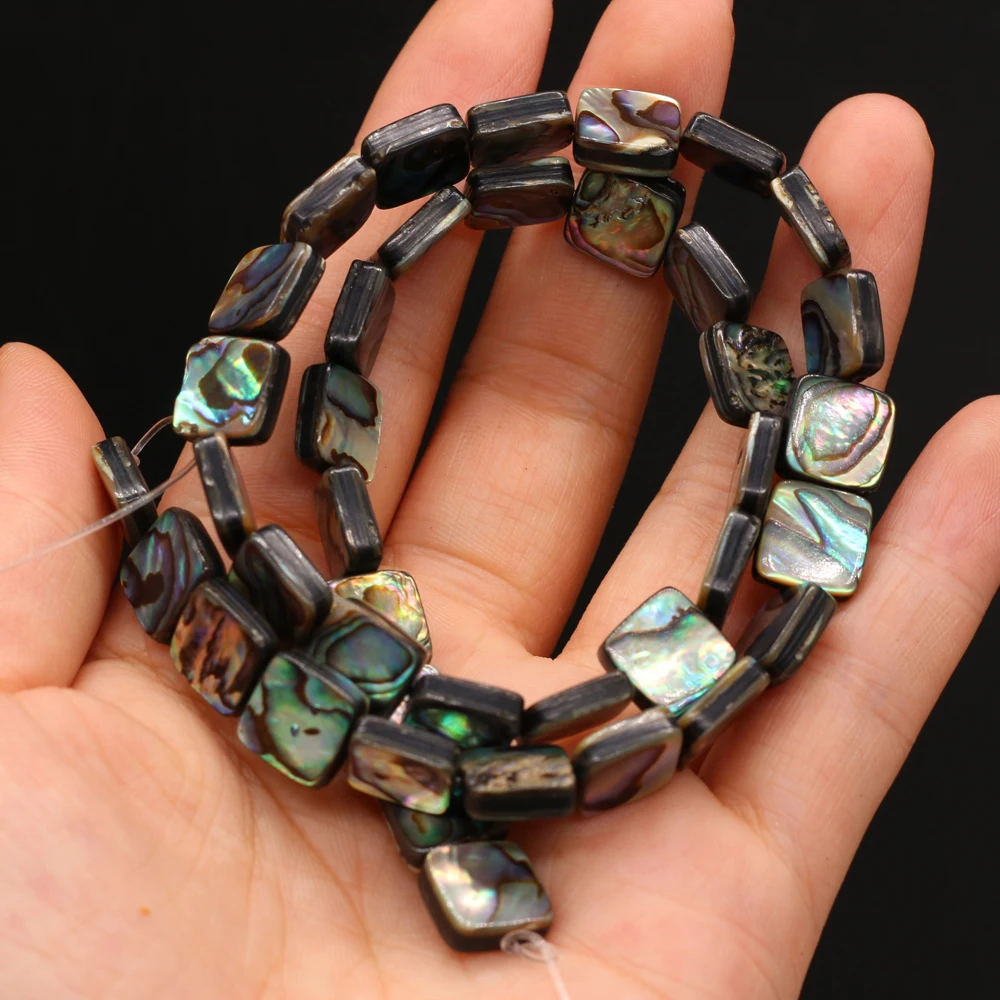 DIY-Perlen in quadratischer Form, Isolationsperlen, Perlen aus Abalone-Muschel, 8–14 mm, zum Basteln von Schmuck, für DIY-Halsketten, Armbänder, Ketten und Ohrringe. – Detail 6