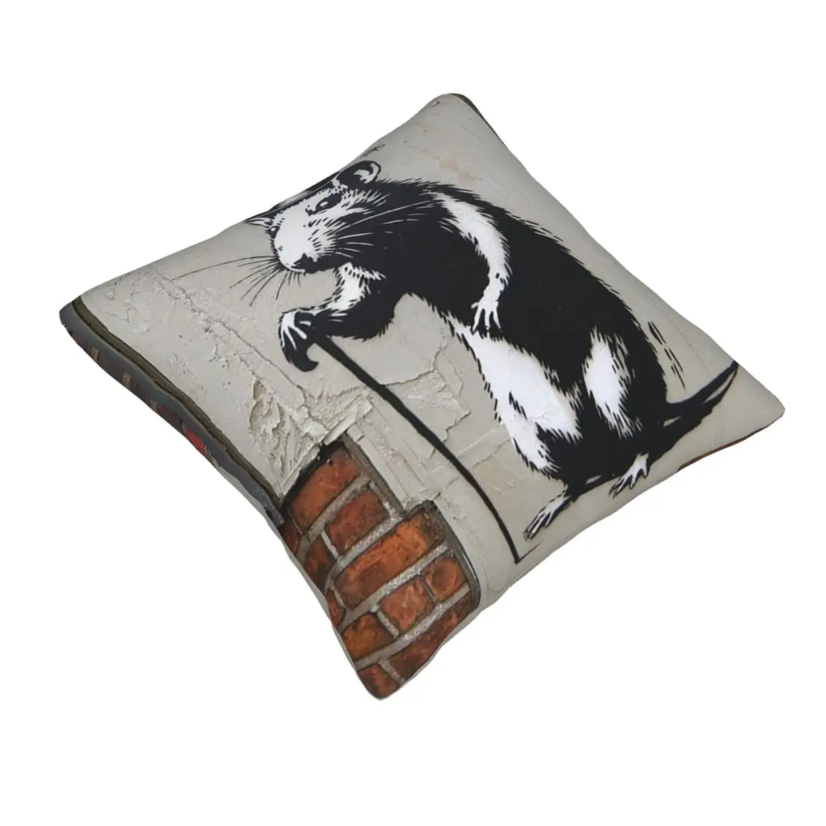Banksy Rat Street Art Square Pillowcase Pillow Cover Cushion Decor Comfort Throw Pillow for Home Sofa