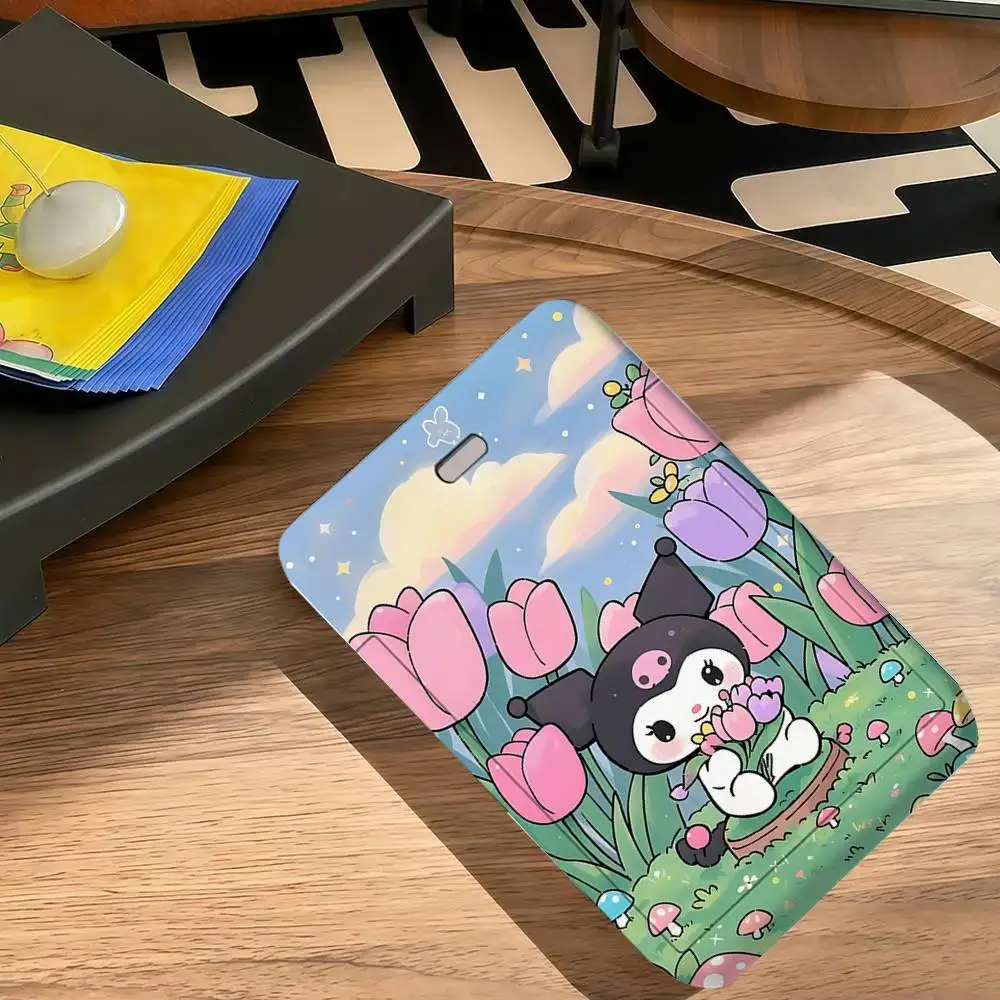 Cute K-Kuromi  Card Holder, Leather Card Storage Box, Key Chain, Access Tag Holder, ID Card Holder, Key Chain view 3