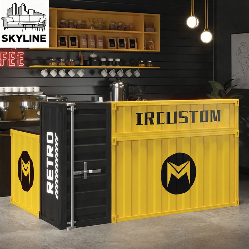 Multi-scene Iron Checkout Bar Table, Vintage Reception Front Desk for Catering & Commercial Space