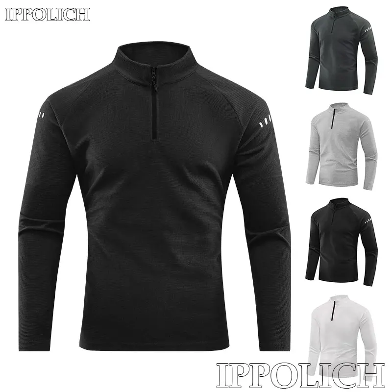 Running Long Sleeve T-shirt Reflective Men Sportswear Breathable Black Coat Gym Jogging Male Gym Fitness Spring Autumn Clothing