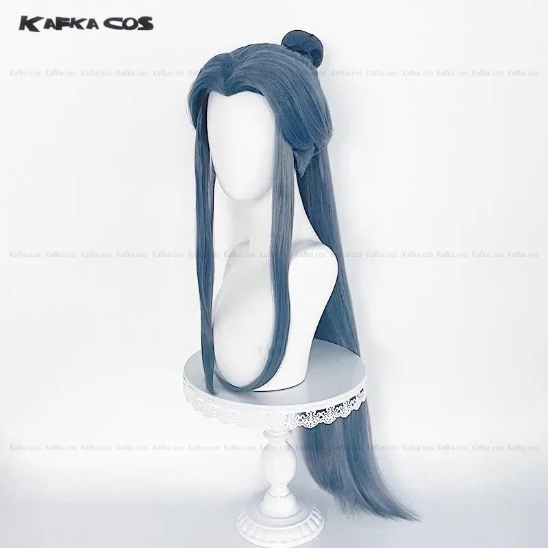 Anime Tian Guan Ci Fu Ling Wen parrucca Cosplay 90CM intrecciata capelli lunghi lisci parrucca sintetica resistente al calore + cappuccio parrucca