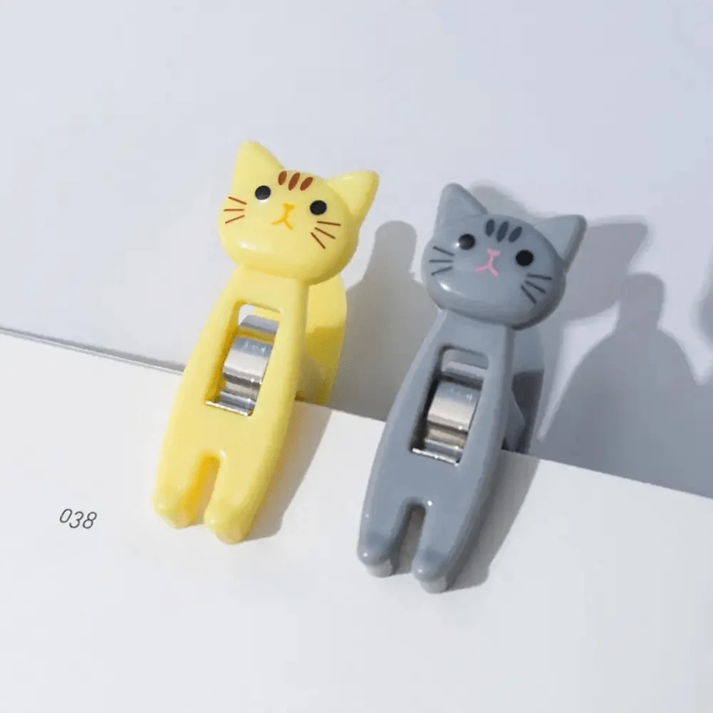 6pcs New Portable Storage Cartoon Cat Snack Sealing Clamp Sealing Clip Food Press Sealing Clip Plastic Tool Multifunction Access