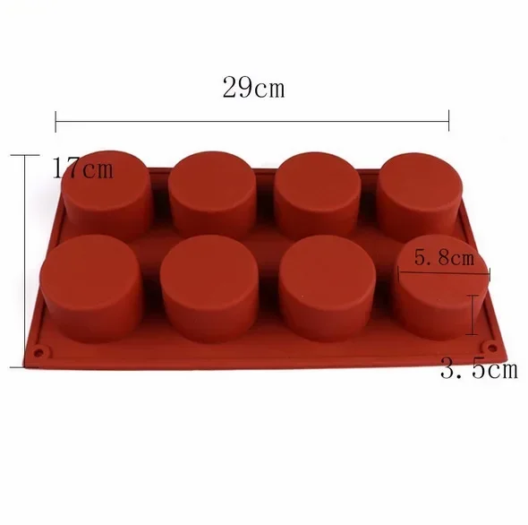 8 Cavity Round Silicone Cake Mold Pastry Baking Round Jelly Pudding Soap Form Ice Cake Decoration Tool Disc Bread Biscuit Mould