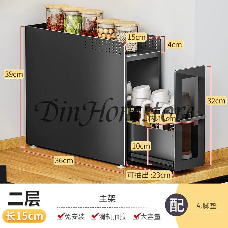 Corner Spice Rack Pull-Out Organizer - Large Capacity Kitchen Shelf, Adjustable Storage Cabinet for Pantry Condiments