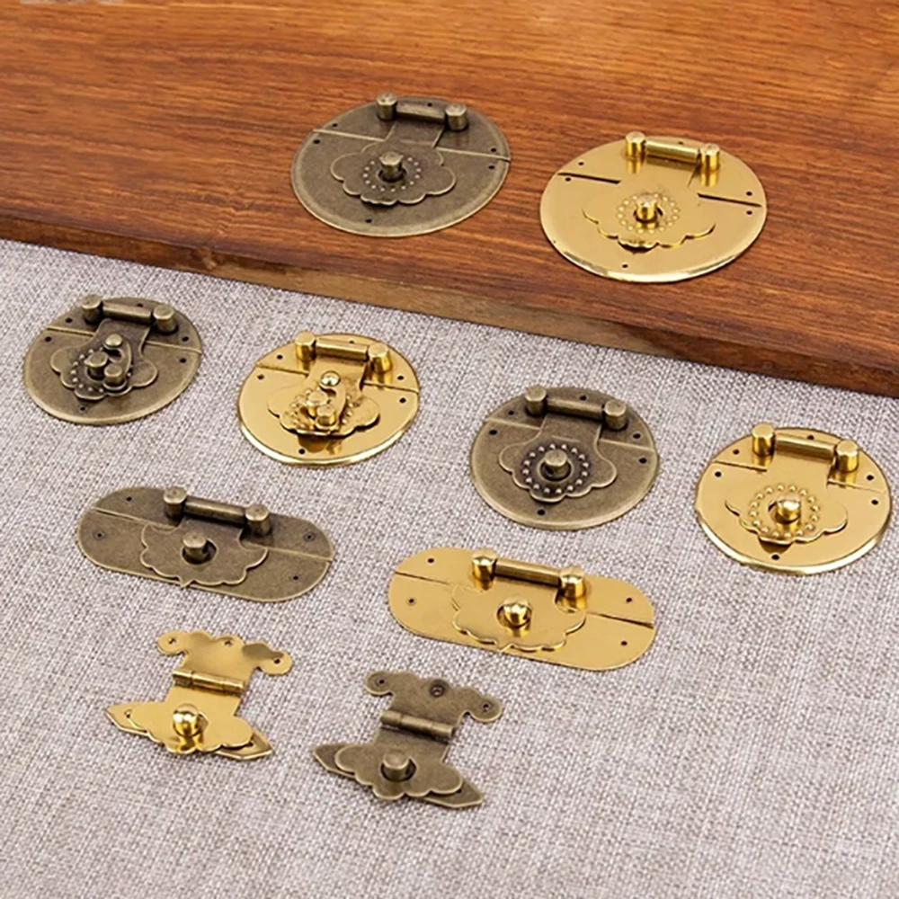 1Pcs Old Style Brass Lock Buckle Wooden Box Jewelry Box Lock Plate Hardware Accessories Box Buckle Cabinet Door Buckle