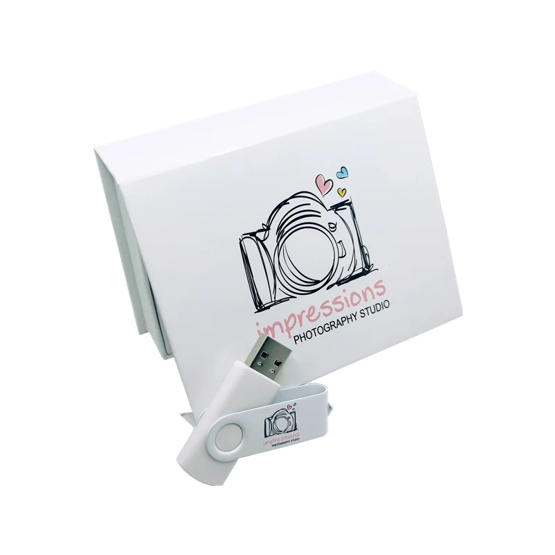 새로운 무료 사용자 정의 컬러 스튜디오 로고 흰색 금속 클립 USB2.0 플래시 드라이브 4 기가 바이트 8 기가 바이트 16 기가 바이트 32 기가 바이트 64 기가 바이트 메모리 스틱 및 흰색 상자