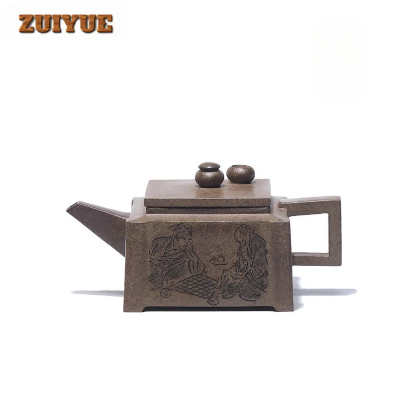 290ml Yixing Purple Clay Teapots Handmade Chess Pot Raw Ore Agilawood Wood-fired Porcelain Mud Tea Soaking Kettle Zisha Tea Set