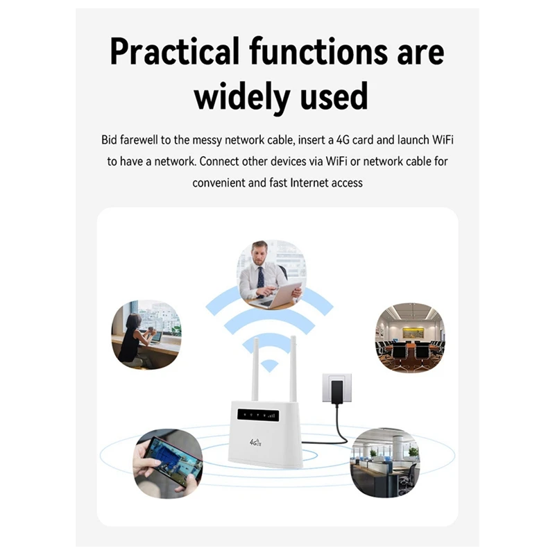 مكرر جهاز توجيه LTE بطاقة لاسلكية بيضاء ، مشاركة نقطة اتصال محمولة ، مكتب منزلي ، EU-Plug ، بطاقة Sim 4G ، ABS ، R102