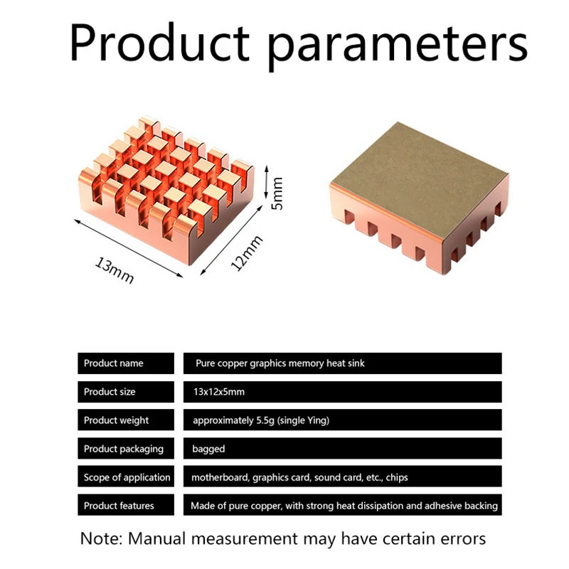 Pure Copper Video Memory Storage Cooling Plate Needle Column Red Copper Chipset Radiator Motherboards Videocards Chips Heatsink
