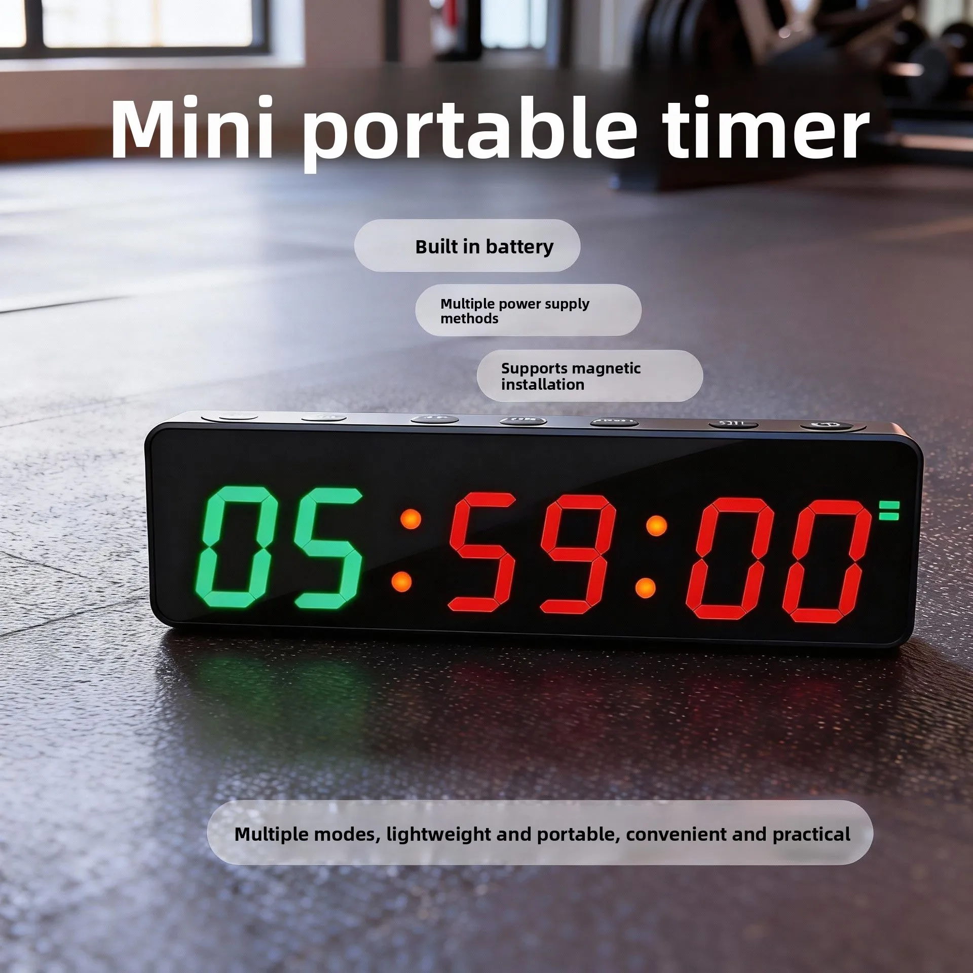 1 Inch Sports Stopwatch Mini Timer, Countdown Fitness Outdoor Magnetic Charging