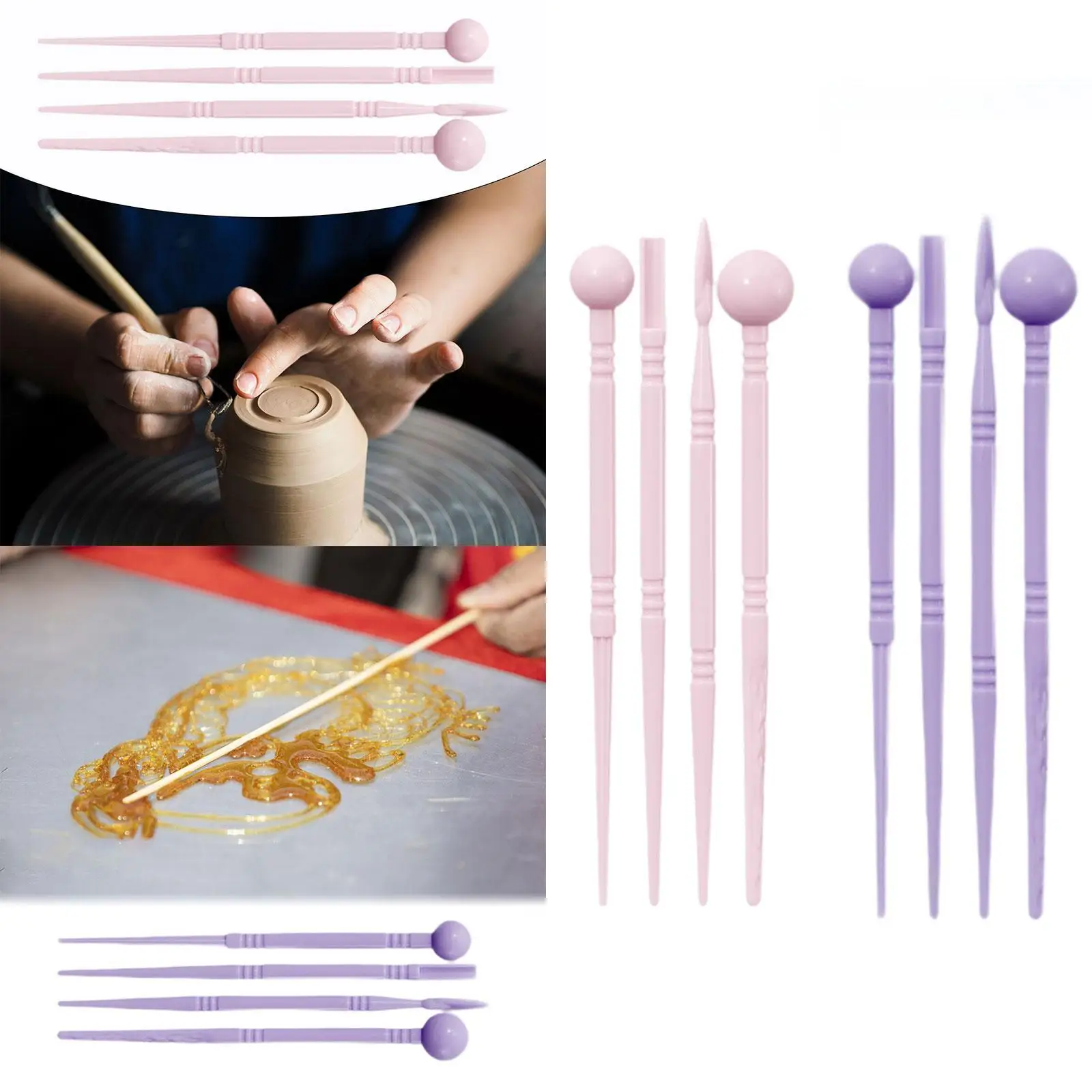 4 Pieces DIY Clay Tools Modeling Clay Tools , Sturdy, Practical Crafting Handle, Carving Tools ,Sculpting Tools