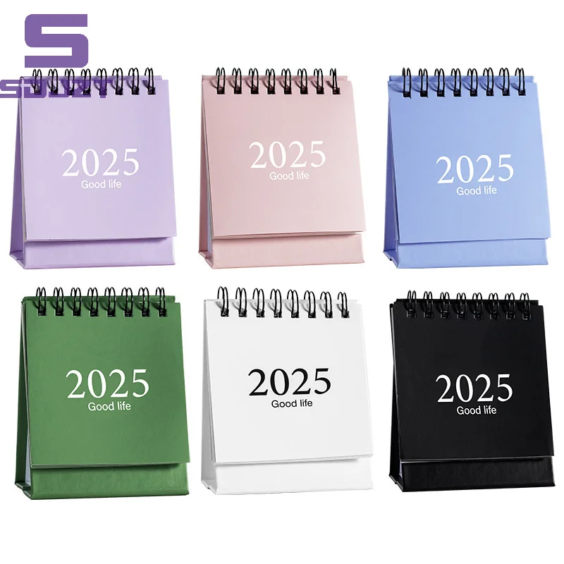 2025 Simple Style Multiple Colors English Mini Desk Calendar Desktop Display Portable Calendar Desktop Decoration Handmade Diary