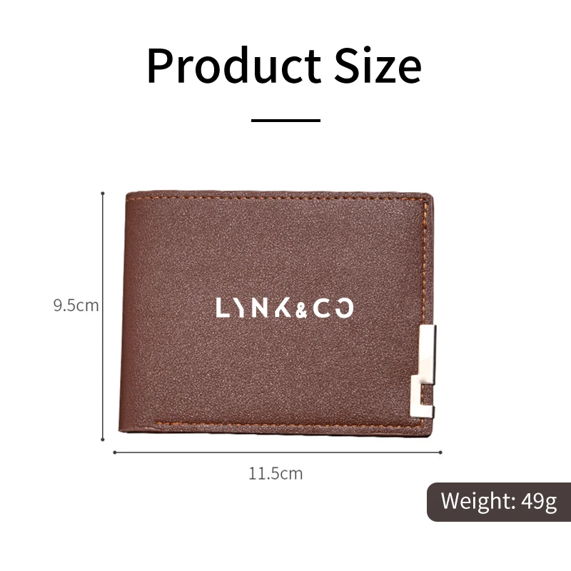 New Fashion Business Wallet Leather Car Logo Card Holder Men Coin Purse For LYNK&CO 06 03 05 08 09 01 Hatchback BX11 EX11 ZERO