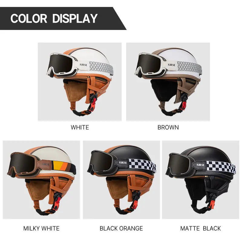 Trendy Motorcycle Helmet Moto Vintage Casco Leather and ABS Retro Motorcycle Motorcross Biker Open Face Half Helmet DOT Approved