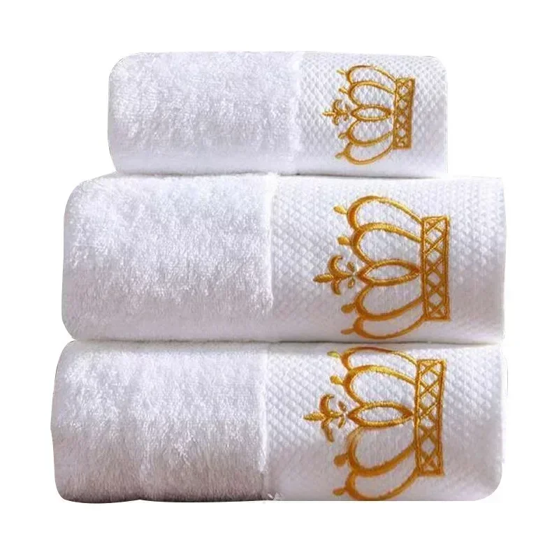 Embroidered Crown White bath towel 5stars Hotel Towels 100% Quality Towel Washcloths towels bathroom Ladies face wash soft towel