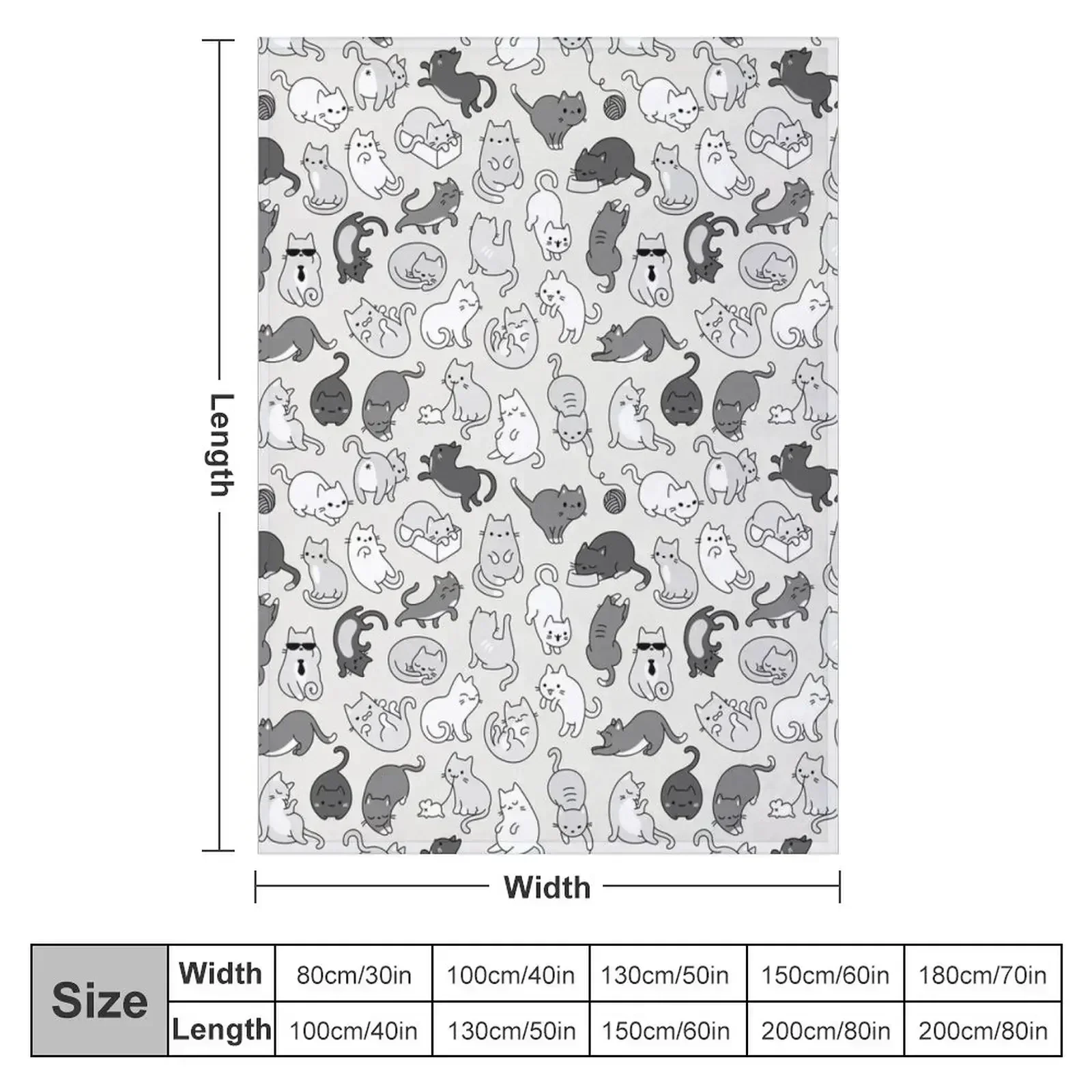 Cute Cats Pattern Illustration Throw Blanket Plaid on the sofa Weighted Beautifuls Baby warm for winter Comforter Blankets