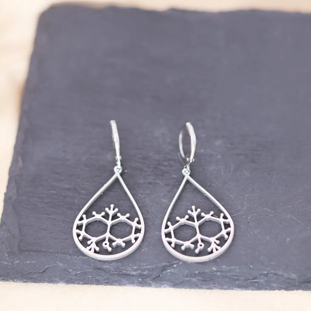 QIAMNI Serotonin DNA Caffeine Molecule Hoop Earrings Jewelry Chemistry Biology Gift Biology Teacher Scientist Happiness Gifts