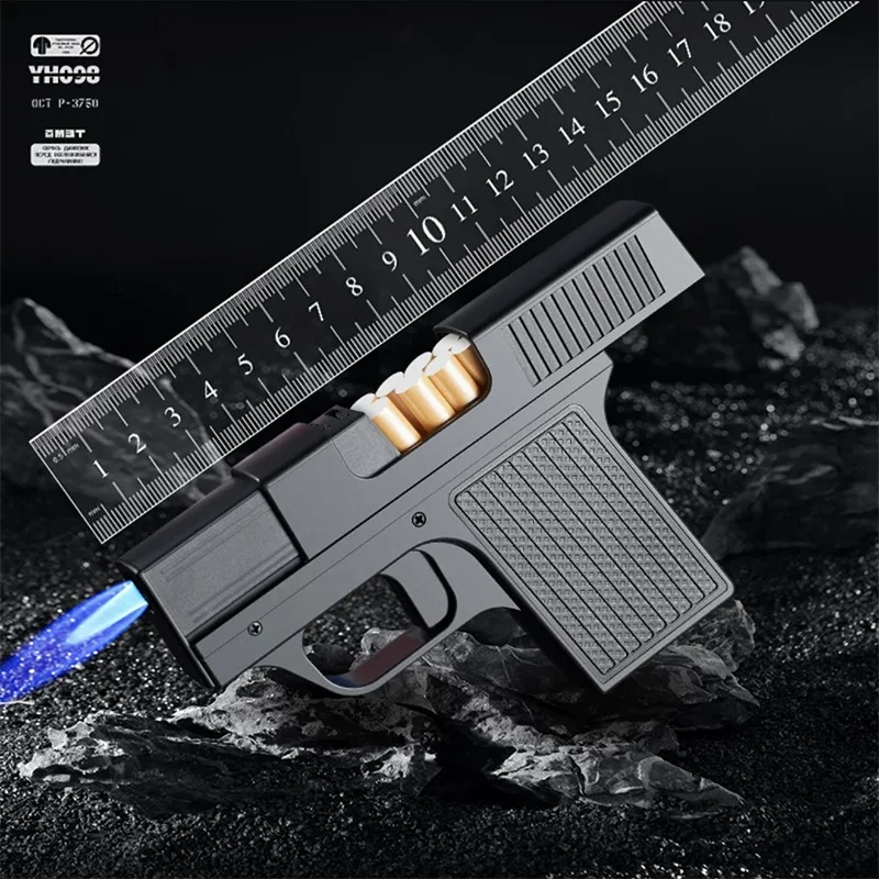 

Creative Pistol Lighter Cigarette Box 10PCS Jet Butane Gas Torch Lighter Welding Gun Windproof Cigar Lighter Unusual Men Gift
