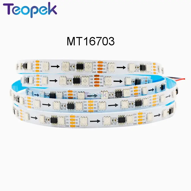 MT16703 LED Strip Light Break-Point Continuous Transmission RGB Individually Addressable LED Lights Dual Signal 4 Pin DC12V 24V