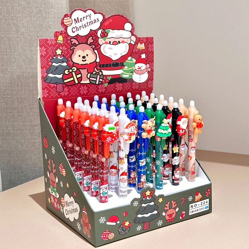 6 buah pena Gel tekan Natal lucu Kawaii Cepat Kering pena dapat dihapus perlengkapan kantor sekolah hadiah alat tulis estetika