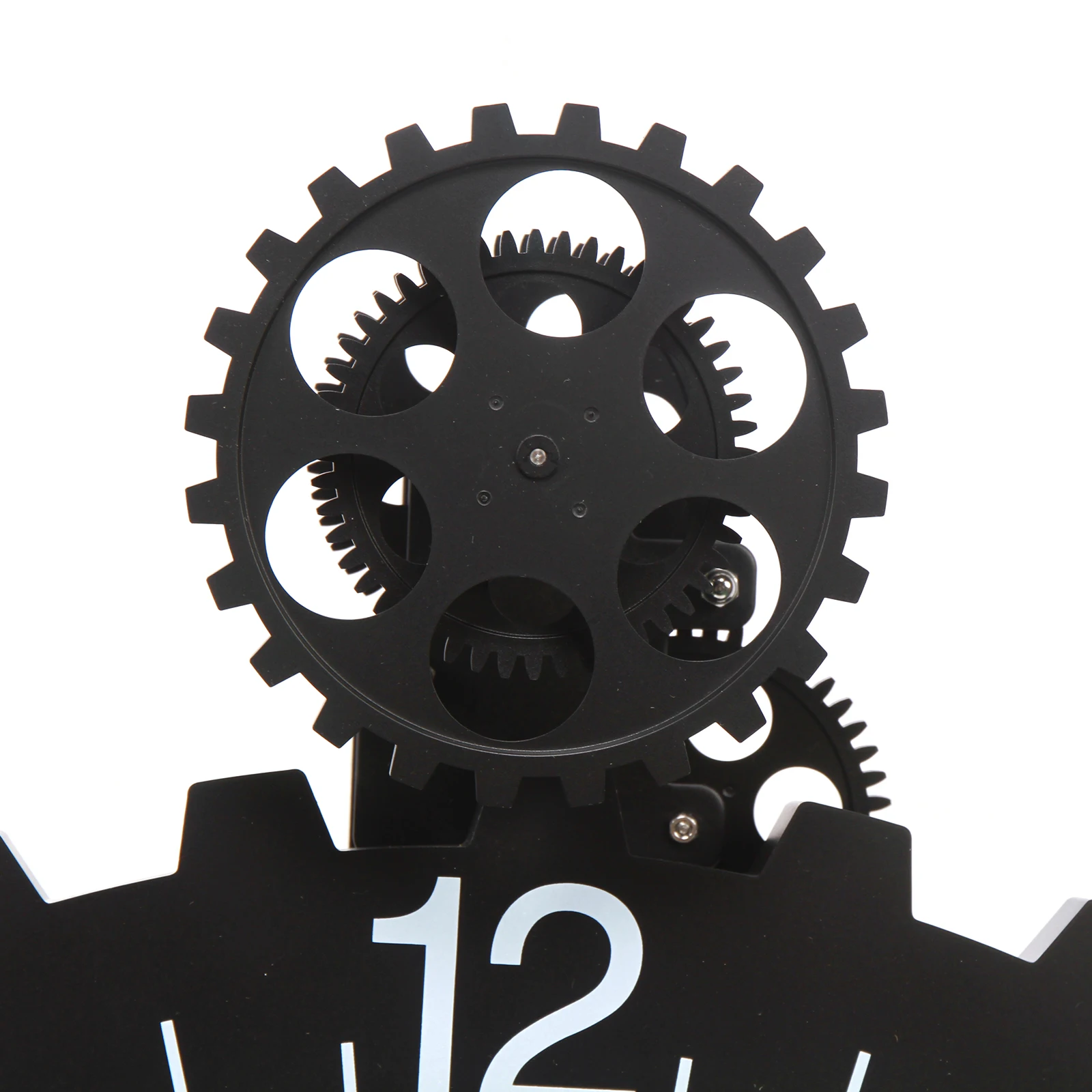 

27" Industrial Mechanical Moving Gear Clock Metal Gear Wall Clock Black US