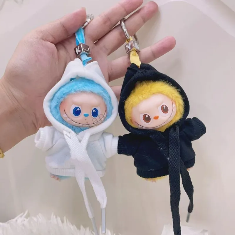 

Для мини-одежды Labubu, свитер с капюшоном для Labubu V4, булавка для любви, спортивная одежда с ребристым подолом, аксессуары для одежды