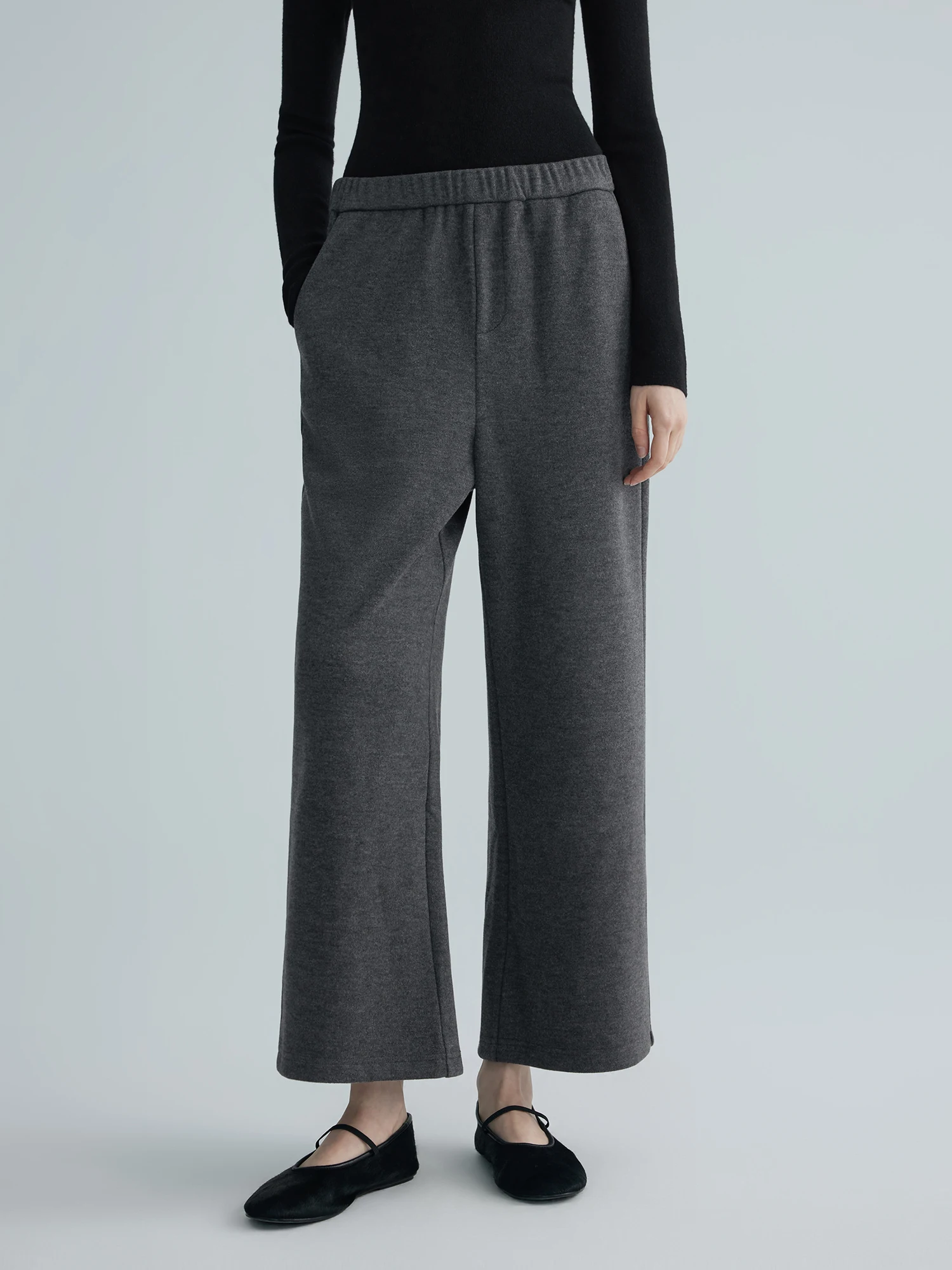 

Hua Ji Yan Casual Pants Simple Comfortable Elastic Waist Micro Flare Home Clothes Polyester Fiber Commute Sle Ladies' Pants