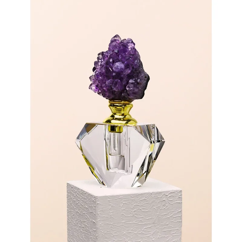 Natural Amethyst Cluster Rough Stone Base, with Dropper Perfume Sub-bottling, Exquisite Craftsmanship Ornament