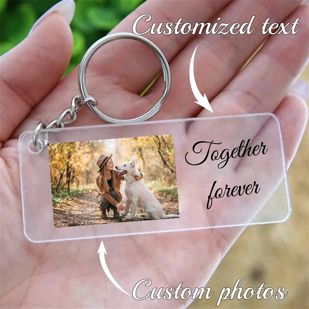 Personalisierter Schlüsselanhänger mit Text und Foto Transparenter Acryl-Schlüsselanhänger Vatertag Muttertag Geschenke Individueller Schlüsselanhänger
