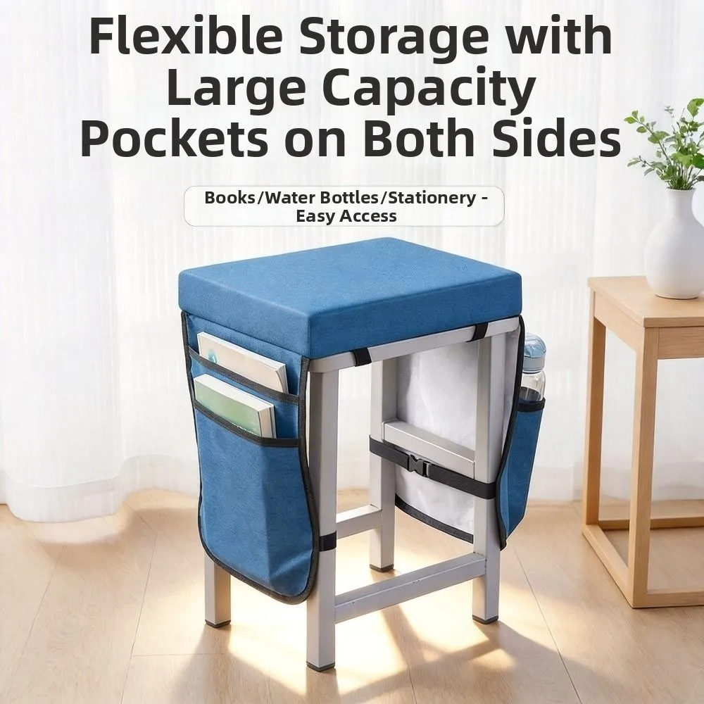 High Elastic Sponge Chair Pad Non-slip Storage Pocket Sponge Padded Pad Thicken Space Saving Classroom Stool Cushion Classroom