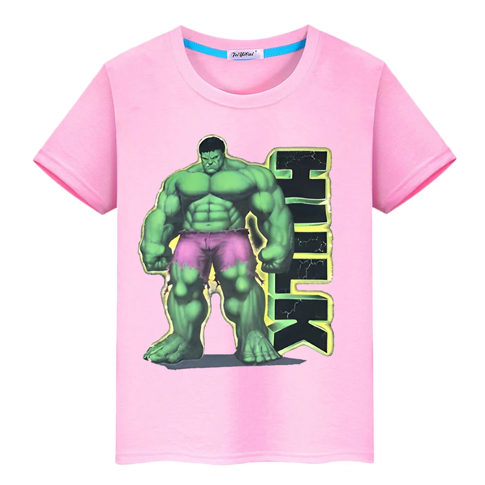 De Hulk Print 100% Katoenen Kawaii T-Shirt Voor Kinderen Jongens 10 Jaar Marvel Pride Tshirt Anime Korte Y 2K Een Stuk Kids Kleding Meisjes