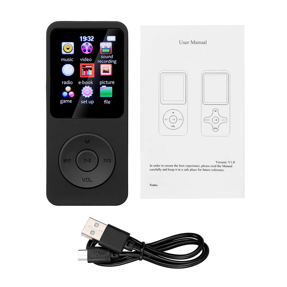1.8 Inch MP3 MP4 Music Player HiFi Bluetooth 5.4 Student Walkman with FM Alarm Clock E-Book Sports Running Walking Music Play