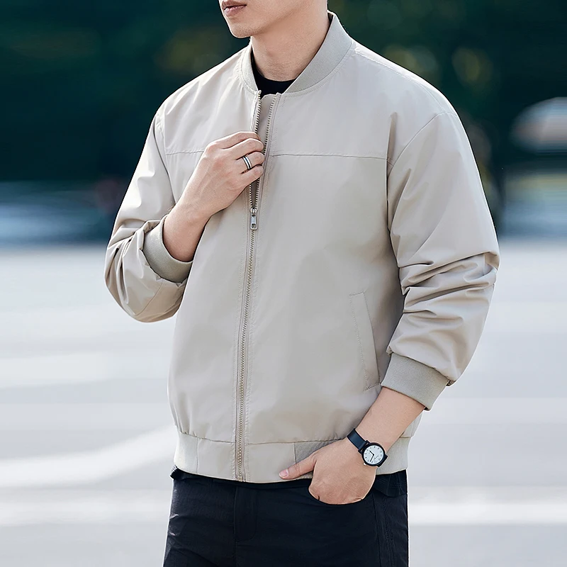 

Мужская куртка свободного кроя в американском стиле с воротником-стойкой, ретро, весна-осень, модная, повседневная, универсальная верхняя одежда, подчеркивающая плечи