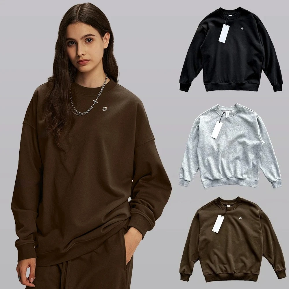 سترة نسائية كاجوال عصرية برقبة دائرية وأكمام طويلة بلون سادة ملابس رياضية كلاسيكية عصرية فضفاضة ومريحة #3