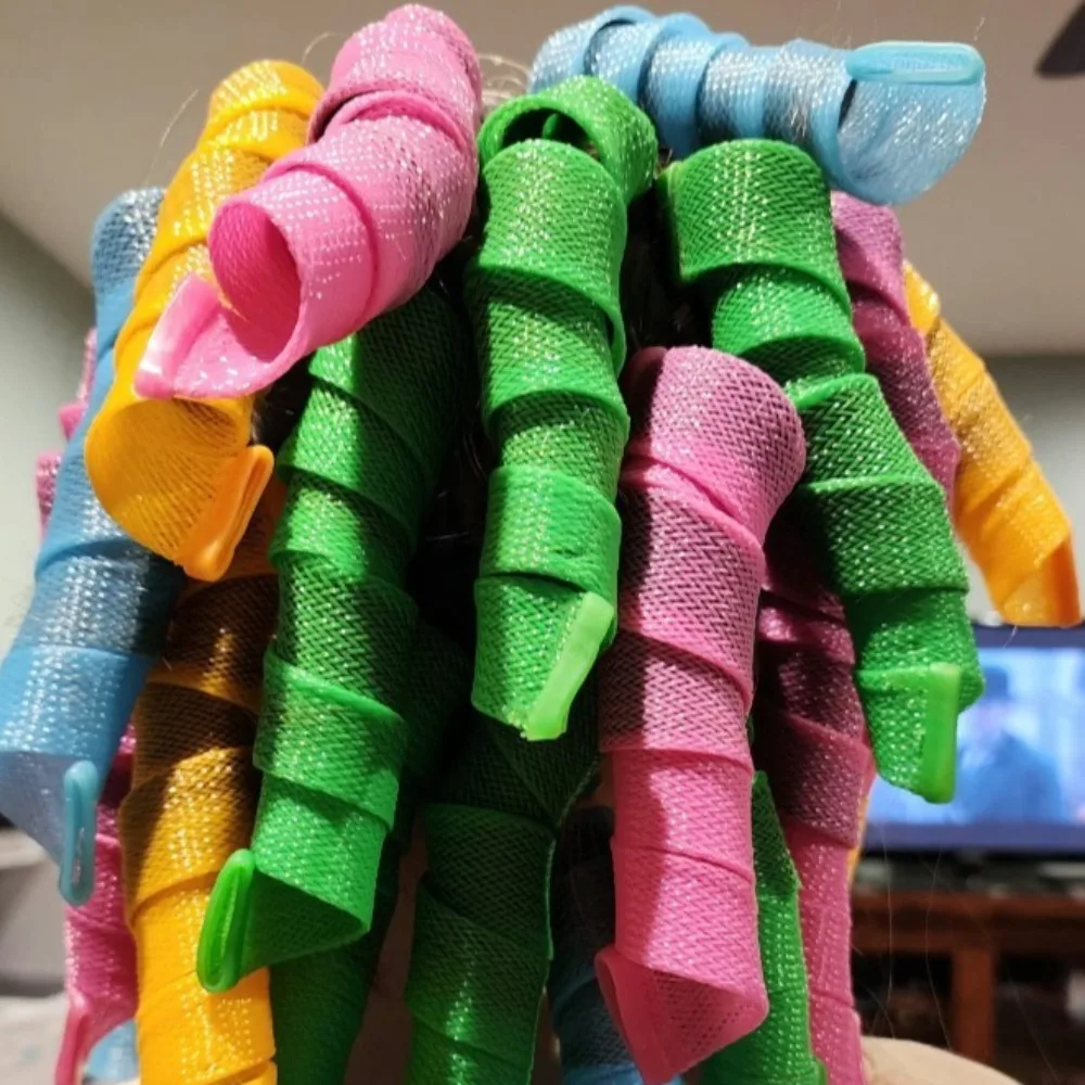 

12Pcs Heatless Hair Curlers Wave Curls Styling Kit with 2 Pcs Styling Hooks No Heat Hair Curlers Heatless Wave Curlers Rollers